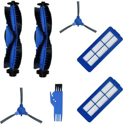 Produktbild von 7er Zubehör-Set für Eufy-Roboterstäubler, 2 Hauptborsten, 2 Seitenborsten, 2 Filter, 1 Reinigungsbürste