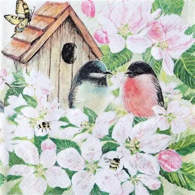 Produktbild von Servietten 33x33 cm - Birds and Blossom