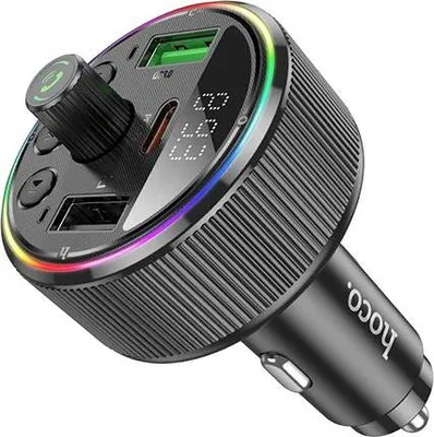 Immagine prodotto di Hoco E82 Trasmettitore FM Bluetooth con 2×USB-A e USB-C PD 30W, QC 3.0 - Nero