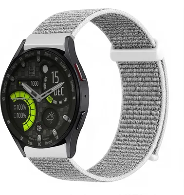 Produktbild von Smartwatch Armband für Samsung Galaxy Watch6 40mm Nylon Textil Band Ersatzband Wechselband Klettverschluss flexibel atmungsaktiv Grau