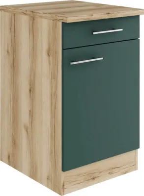 Produktbild von Optifit Unterschrank mit Schublade und Drehtür Savona405 BxTxH 50 x 60 x 84,8 cm grün matt zerlegt Anschlag reversibel KUSA U506-9+