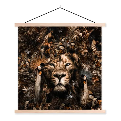 Produktbild von MuchoWow® Textilposter Tiere - Schmetterlinge - Vögel 40x40 cm mit holzfarbenen Rahmen - Posterleiste
