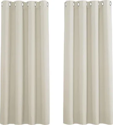 Image de Rideau occultant Unyqoos® avec œillets, thermo-isolant, 137 x 117 cm (H x L), beige clair, lot de 2