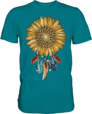 Produktbild von Dreamcatcher Sonnenblumen T-Shirt Garten Traumfänger Motiv Gärtner Geschenk – Diva Blue / XXL