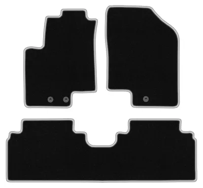 Produktbild von Velours-Fußmatten für Kia Venga 2009-2017 (Minivan) – 3-tlg, Schwarz/Silber, passgenau – Wielganizator CARLUX