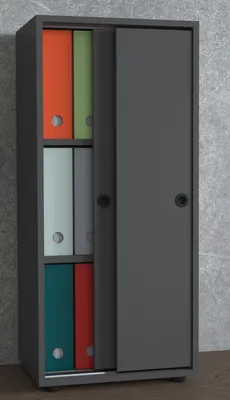 Produktbild von VCM Büroschrank mit 3 Fächern | moderner Aktenschrank mit Schiebetüren | Maße ca. H. 109 x B. 49 x T. 38 cm – Ulas 3-Fach