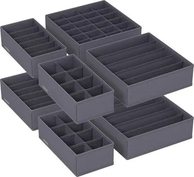 Produktbild von Famanu Aufbewahrungsboxen für Unterwäsche, Set von 8, Organizer für Schubladen, Aufbewahrungssystem für Kleiderschränke, Grau