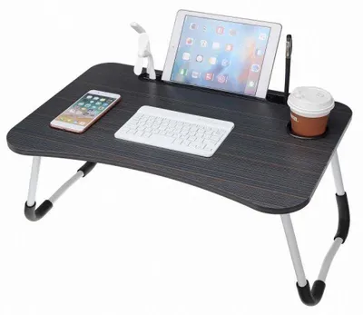 Produktbild von Herzberg HG-04173: Klappbarer Schoßtisch mit Becher- und Tablet-Halter