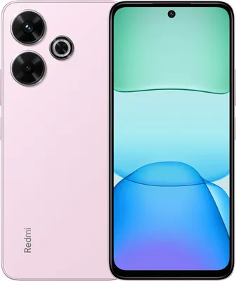 A pink Xiaomi Redmi smartphone shown from the back and front.