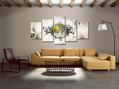 Produktbild von Akustikbild Vogel Blumen 200x100 cm Bilder Akustikschaum Hochleistungsschallabsorber Schallschutz Leinwand 5 tlg Wandbild Raumakustik Schalldämmung f-A-0052-b-o