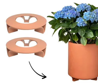 Zdjęcie produktu dla Omgoods - Zestaw 2 podstawek pod doniczki z terakoty - okrągłe, średnica 16 cm