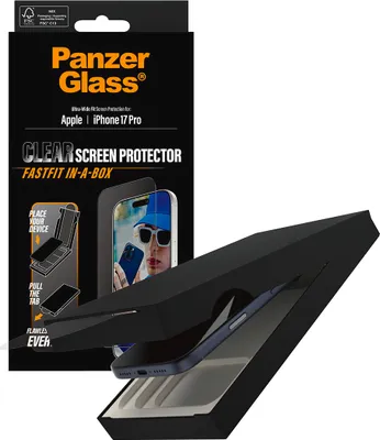 Produktbild von PanzerGlass ® Displayschutz iPhone 17 Pro | Ultra-Wide Fit m. Fastfit in-a-box, Apple, Apple - iPhone 17 Pro, Trockene Anwendung, Kratzresistent, Schockresistent, Transparent, 1 Stück(e)