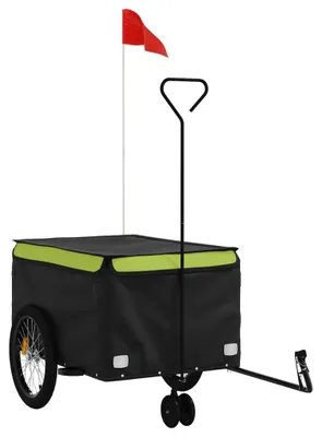 Produktbild von vidaXL Fahrradanhänger Schwarz und Grün 45 kg Eisen