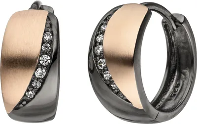 Produktbild von JOBO Creolen 925 Sterling Silber schwarz bicolor 12 Zirkonia Ohrringe