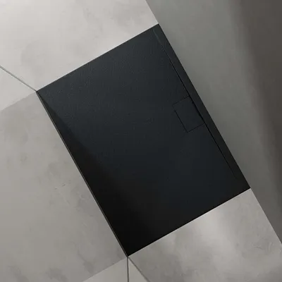 Immagine prodotto di doporro Piatto Doccia Rettangolare 90x120 cm in Resina Minerale Antracito Effetto Pietra, Ultrasottile H 3 cm, Scarico Laterale con Piletta Inclusa šC Geoma07