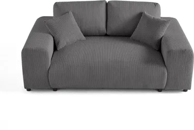 Image de Lisa Design Garance - canapé droit 2 places - en velours côtelé , Gris foncé