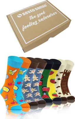 Produktbild von Sesto Senso Happy Socken Geschenkbox Uni – Bunte Süße Baumwollsocken 39-42, 4er-Pack