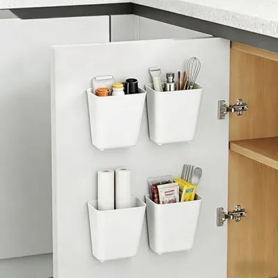 Produktbild von Ultiluxe Aufbewahrungsbehälter - 4 Stück - Küchen Organizer - Selbstklebende Aufbewahrung - Schrank Organizer - Weiß