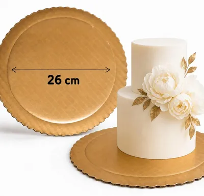 Produktbild von Tortenunterlage rund Gold 26 cm – dicke, feste Cakeboard Tortenplatte für Kuchen