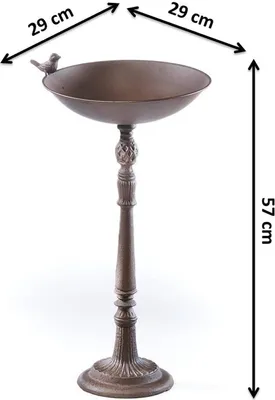 Obrázek produktu pro Kobolo Ptačí vana BIRD Feeder - kovová hnědá - 29x29x57 cm