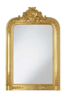 Zdjęcie produktu dla Lustro MO.WA Klasyczne lustro ścienne z drewnianą ramą cm. 67x97 złoty liść antyczny. Lustro do przedpokoju salon sypialnia lustro Louis Philippe