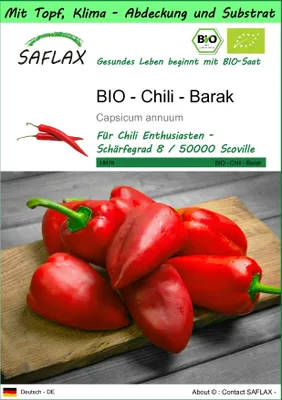 Produktbild von SAFLAX Garden to go - BIO - Chili - Barak - Capsicum annuum - 15 Samen - Mit Topf, Klima - Deckel und Anzuchtsubstrat