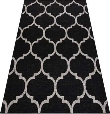 Zdjęcie produktu dla DYWAN SZNURKOWY SIZAL FLOORLUX 20608 , koniczyna marokańska, trellis  / srebrny  czarny 120x170 cm