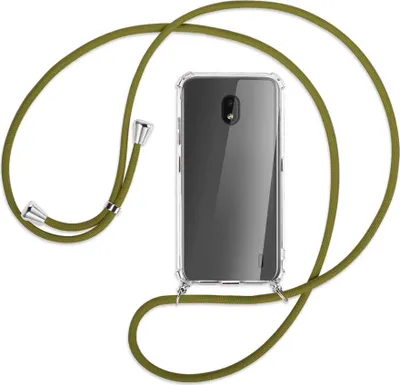 Produktbild von Handykette Backcover-Schutzhülle mit Band (Metall silberfarben) für Nokia 2.2 - khaki