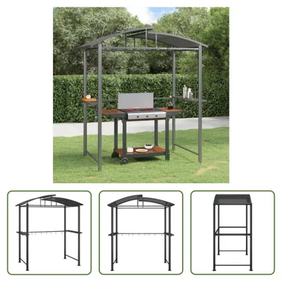 Image de The Living Store Pavillon de barbecue avec étagères latérales Anthracite 210x114x230 cm Acier
