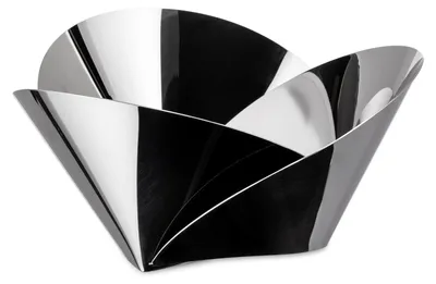 Edelstahlschale, silber, 8,5 x 23 x 3,5 cm, Art déco
