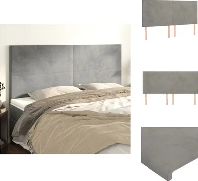 Produktbild von vidaXL Kopfteile 4 Stk. Hellgrau 90x5x78/88 cm Samt -  Kopf- & Fußenden