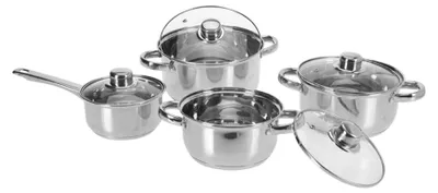 8-teiliges Edelstahl-Kochtopf-Set mit Kapselboden