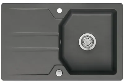 Produktbild von Systemceram KeraDomo Spüle SOLVA 80 in SCHIEFER mit Excenterbedienung / Einbauspüle