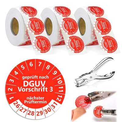 1650 Prüfplaketten 30 mm rot DGUV V3 2026-2031