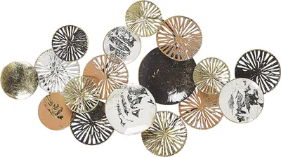 Produktbild von BELIANI Wanddekoration Kupfer/ Gold 50 x 91 cm aus Metall Kreise mit Ausstanzungen Wohnzimmer Salon Esszimmer Flur Modernes Design