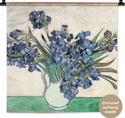 Produktbild von MuchoWow® Wandteppich Wandbehang Stilleben mit Schwertlilien - Vincent van Gogh 60x60 cm Tapisserie Dekoration Wandtuch - Dekorationen - Wand Decke