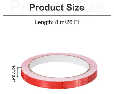 Produktbild von 1 Rollen Reflektierendes Klebeband 1 cm x 8 Meter Reflektorband Selbstklebend Reflektorklebeband Warning Tape fš¹r Fahrrad Auto Stoff, Rot