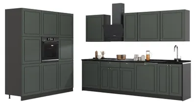 Produktbild von Küchenzeile Vicco Fame-Line Grün-Gold Landhaus/Anthrazit 460 cm, AP Eiche, Model 63764