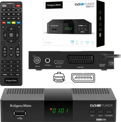 Produktbild von Kruger&Matz DVB-T2 H.265 Decoder mit HDMI & USB