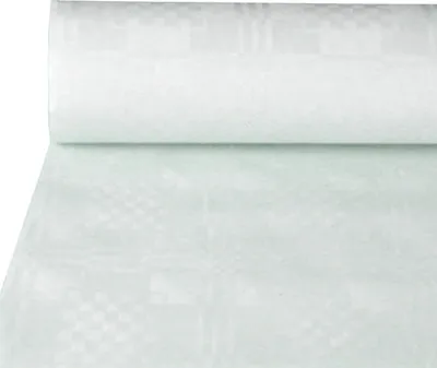 Produktbild von Papiertischtuch mit Damastprägung 50 m x 0,8 m weiss
