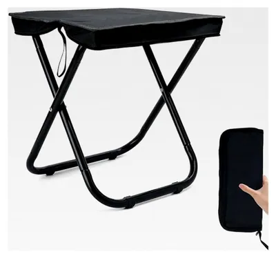 Produktbild von Faltbarer Klapphocker, Campinghocker, Mini-Klapphocker, Leichter Falthocker, Geeignet für Gartenarbeit im Freien, Strand, Wandern, Angeln, mit Aufbewahrungstasche (Schwarz)