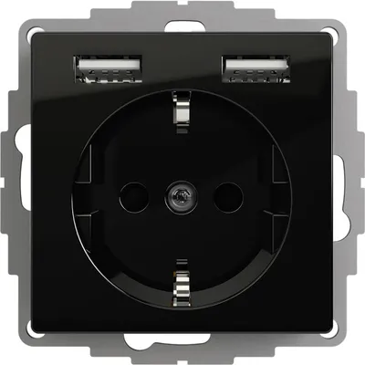 Produktbild von Schutzkontakt-Steckdose 2USB inCharge Pro, 2x USB, 2,4 A, schwarz