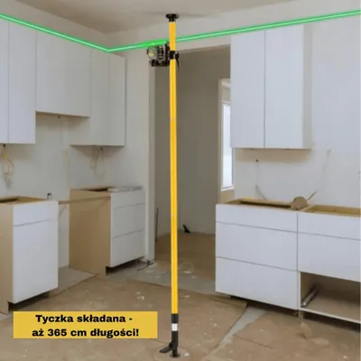 Zdjęcie produktu dla Tyczka laserowa teleskopowa 4,2 m regulowana – uchwyt lasera 1/4" i 5/8"-11 do laserów obrotowych i liniowych