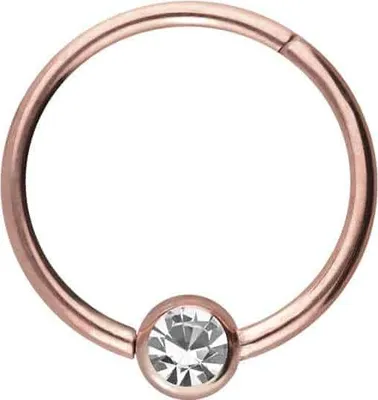 Produktbild von Ohrpiercing, Nasenpiercing, Septum Piercing Titan Segmentring Clicker KRISTALL RoséGold Innendurchmesser: 7mm + Stabstärke: 0,8mm
