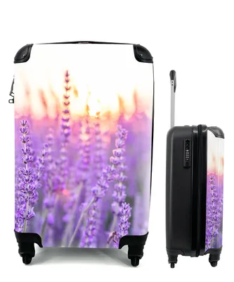 Produktbild von MuchoWow® Koffer Handgepäck Trolley Rollkoffer Kleine Reisekoffer mit 4 Rollen - Lavendel - Nahaufnahme - Lila - Blumen - Cabin Size < 55x40x23 cm & 55x40x20 cm - Fotokoffer - Kabinenkoffer - Boardgepäck - Reise-Box - Reisekoffer - Reisegepäck - Koffer mit Bild - Trolley für Kinder