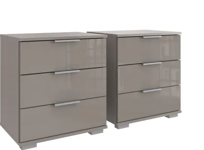 Obrázek produktu pro Nachtkommode >Easy Plus< (2er-Set) je 3 Schübe, SAHARAGRAU - 52x58x38cm (BxHxT)