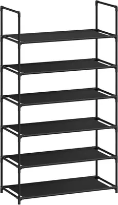 Produktbild von WOLTU Schuhregal mit 6 Ablagen, Schuhständer Metallgestell, 61x28x106 cm, Schwarz