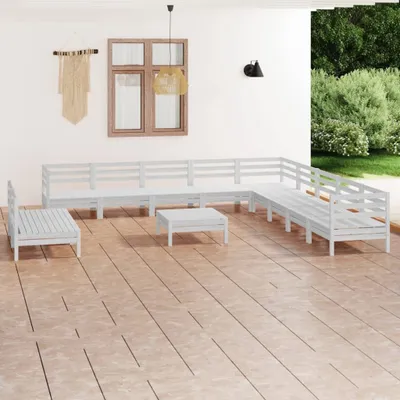 Produktbild von Cloris Designermöbel 12-tlg. Garten-Lounge-Set Massivholz Kiefer Weiß 2024 Neu