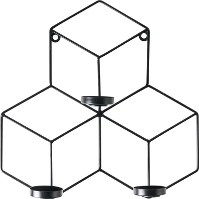 Obrázok produktu pre BELIANI Nástenný svietnik čierny kovový 31 cm moderný geometrický držiak na sviečky bytová dekorácia
