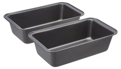 Produktbild von Amazon Basics Rechteckig Brotbackform, 2er-Pack, antihaftbeschichtet, Kohlenstoffstahl, Grau, 27x15x7 cm